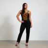 Black Stretch Jumpsuit with Print Rise Up