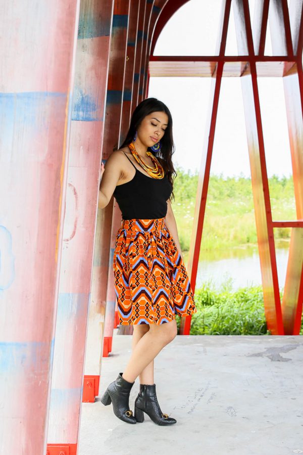 Skirt Quito with Orange Blue Print 1