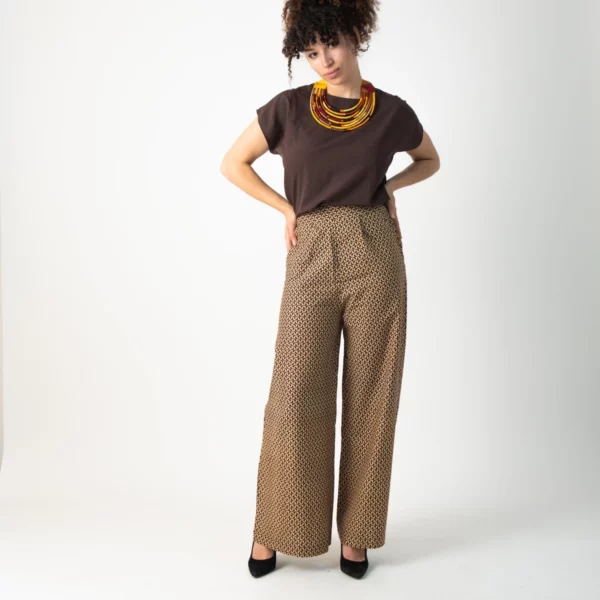 High Waist Pleated Trousers with Print Bayo3