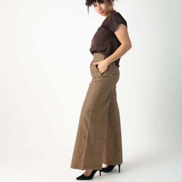 High Waist Pleated Trousers with Print Bayo