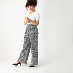 High Waist Pleated Trousers with Print Noba1