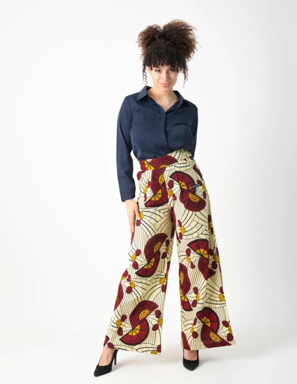 High Waist Pleated Trousers with Print Amarena1