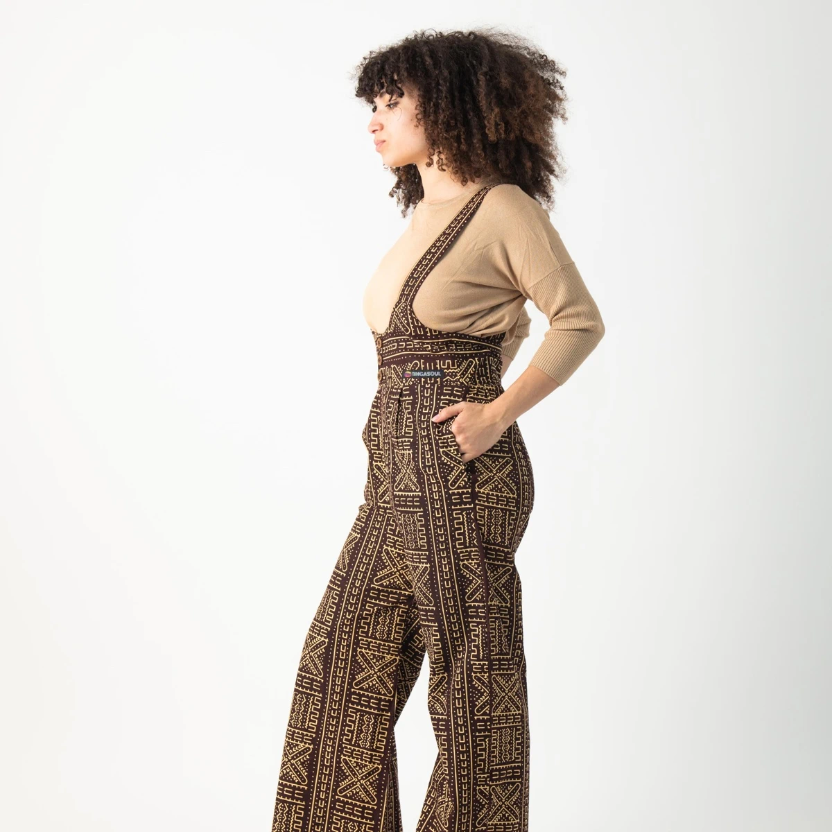 Jumpsuit with Brown and Beige Print Dogon1